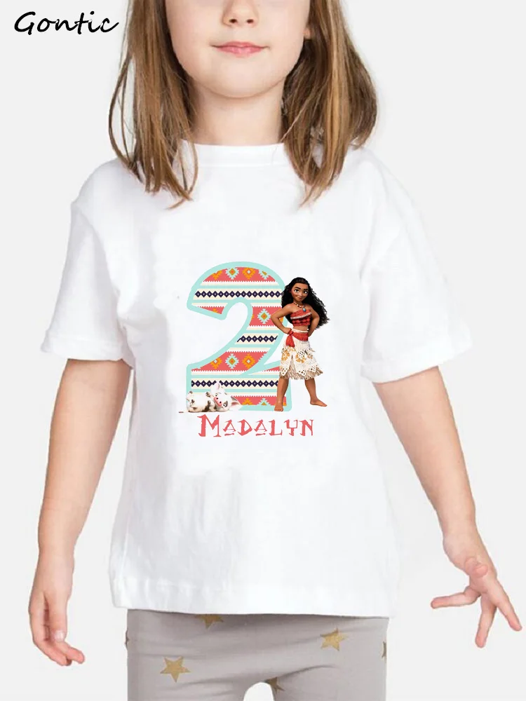 Moana/футболка на день рождения 2019 г. милая детская футболка летняя с короткими