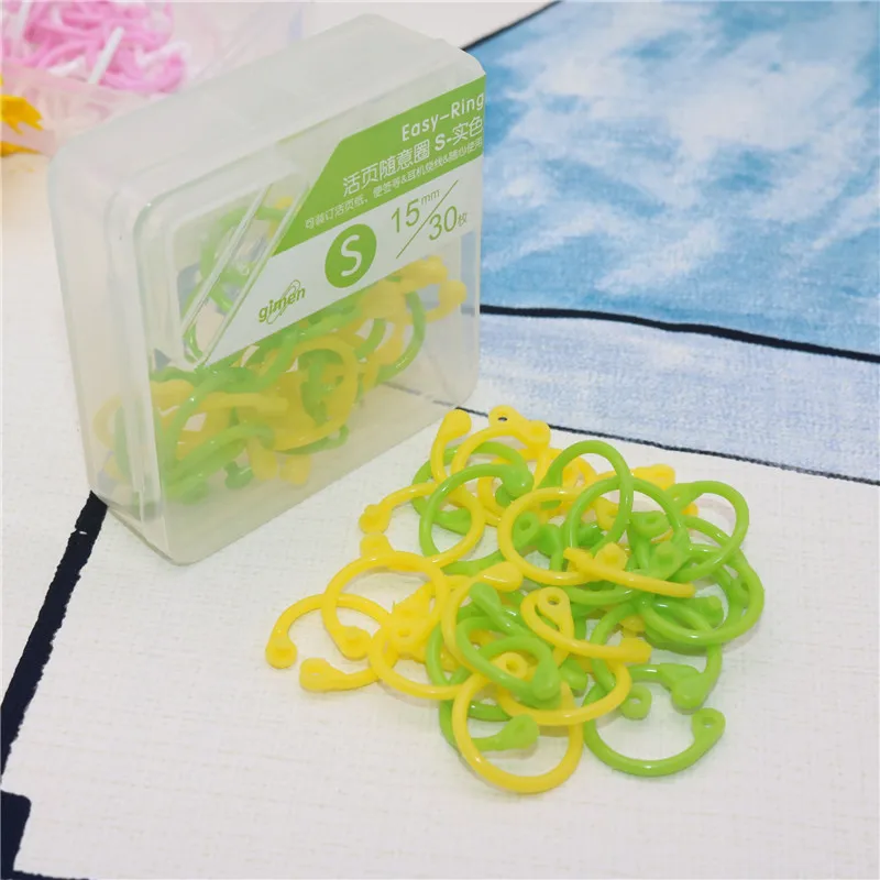 yellow green 1 box 1 коробка 30 шт. креативные Пластиковые Многофункциональные круглые кольца офисные принадлежности для переплета альбомы цветные кольца для переплета книг - Цвет: yellow green 1 box