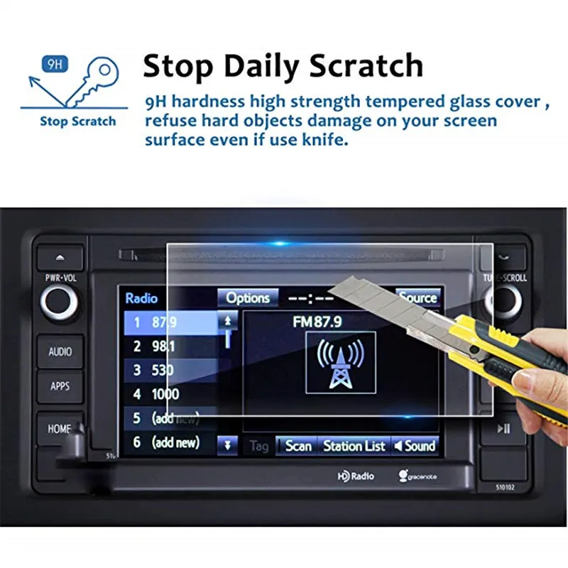 

For Toyota Tacoma Entune 2015-2018 6.1-Inch Car Navigation Screen Protector High Clarity Tempered Glass Touch Screen Protector