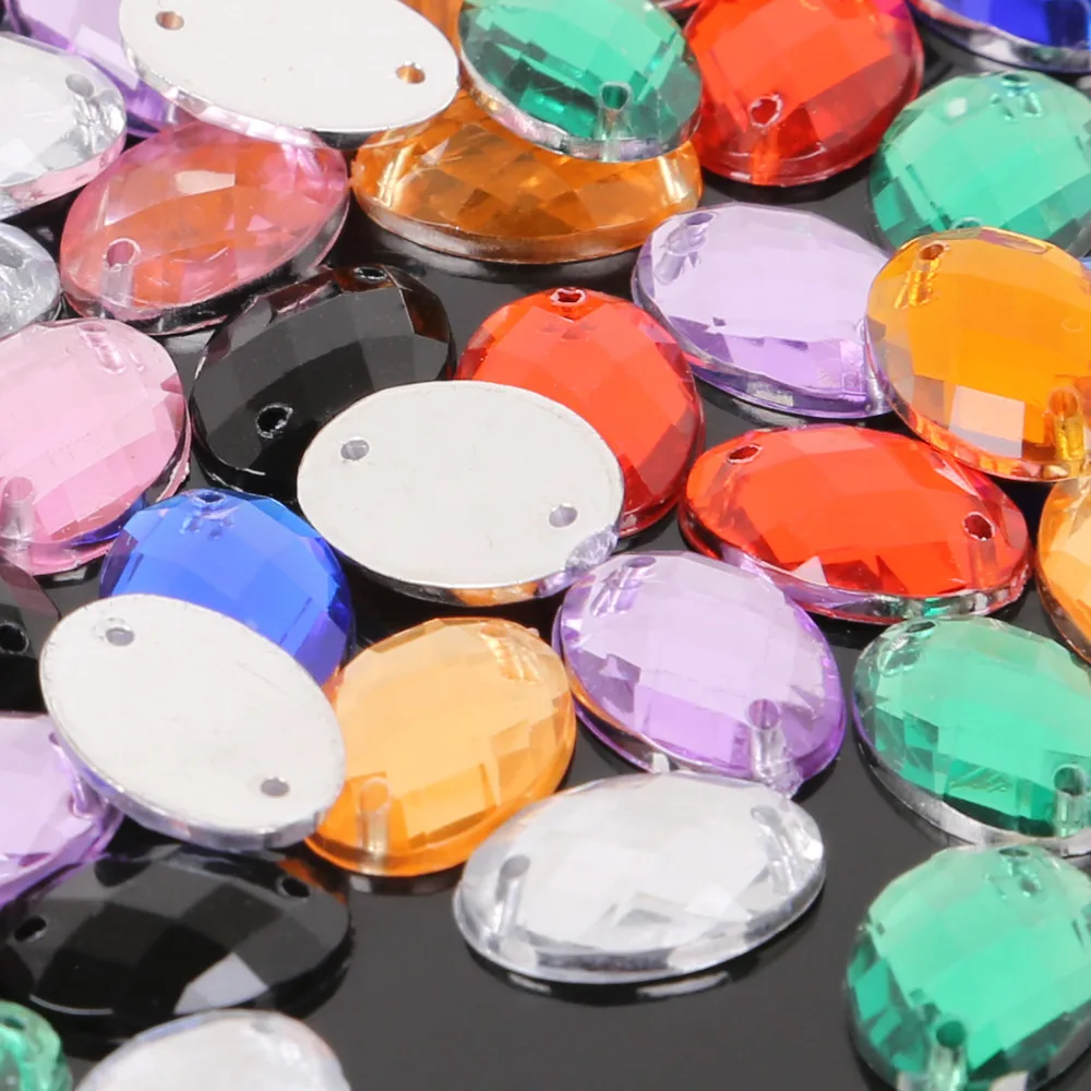 50 шт Горячая продажа 10x14 мм шитье хрустальные плоские Стразы пришивные Акриловые