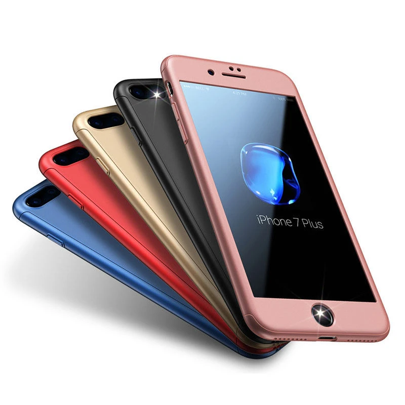 360 полный защитный чехол из закаленного стекла для iPhone X SE 6S 7 8 Plus водостойкий