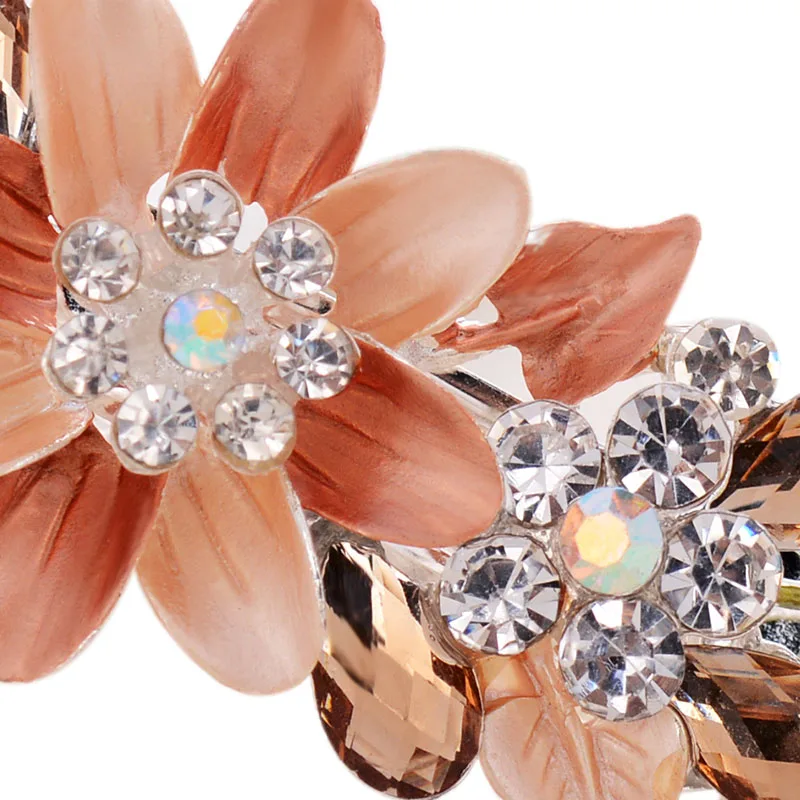 Модная Изысканная заколка для волос EASYA с кристаллами и цветами эмалированные