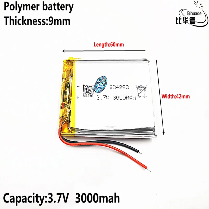 

Liter energy battery Good Qulity 3.7V,3000mAH 904260 Polymer lithium ion / Li-ion battery for tablet pc BANK,GPS,mp3,mp4