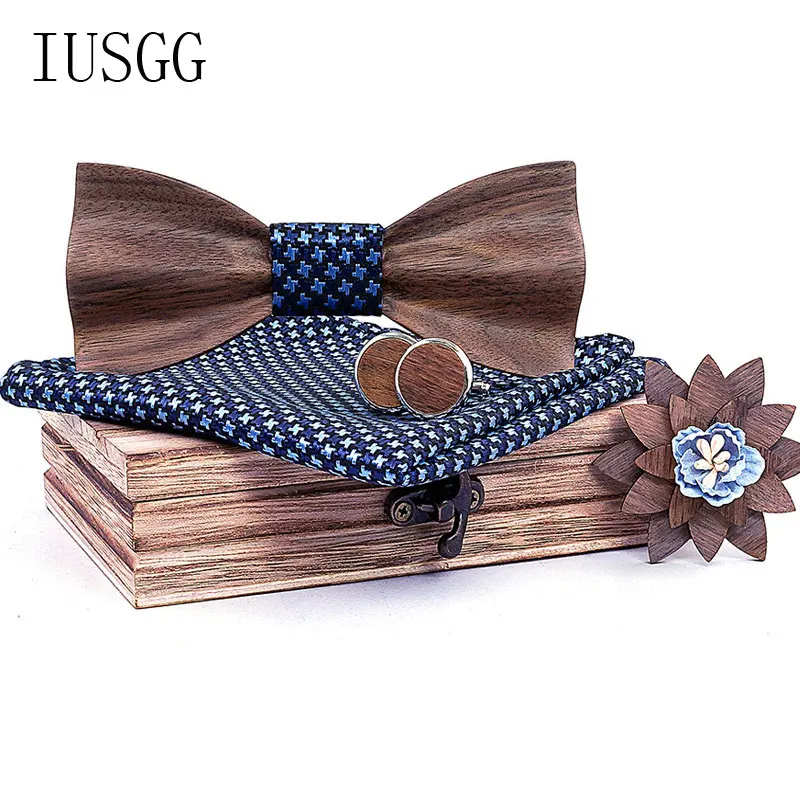 Набор мужских деревянных галстуков бабочек 4 шт.|Мужские галстуки и носовые