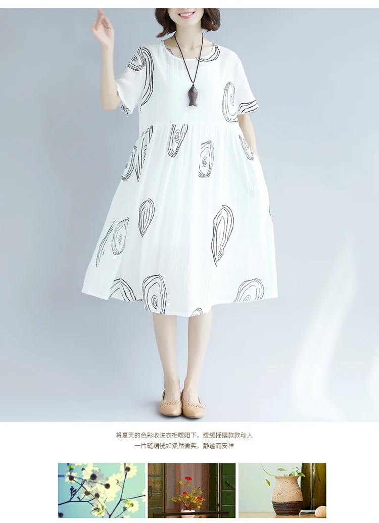 Лето плюс размер хлопок и лен Пейсли платья 2018 тренд Повседневный стиль большой