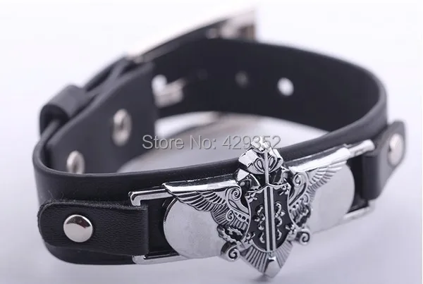 Новейший кожаный браслет с символом вороны из аниме черный Батлер