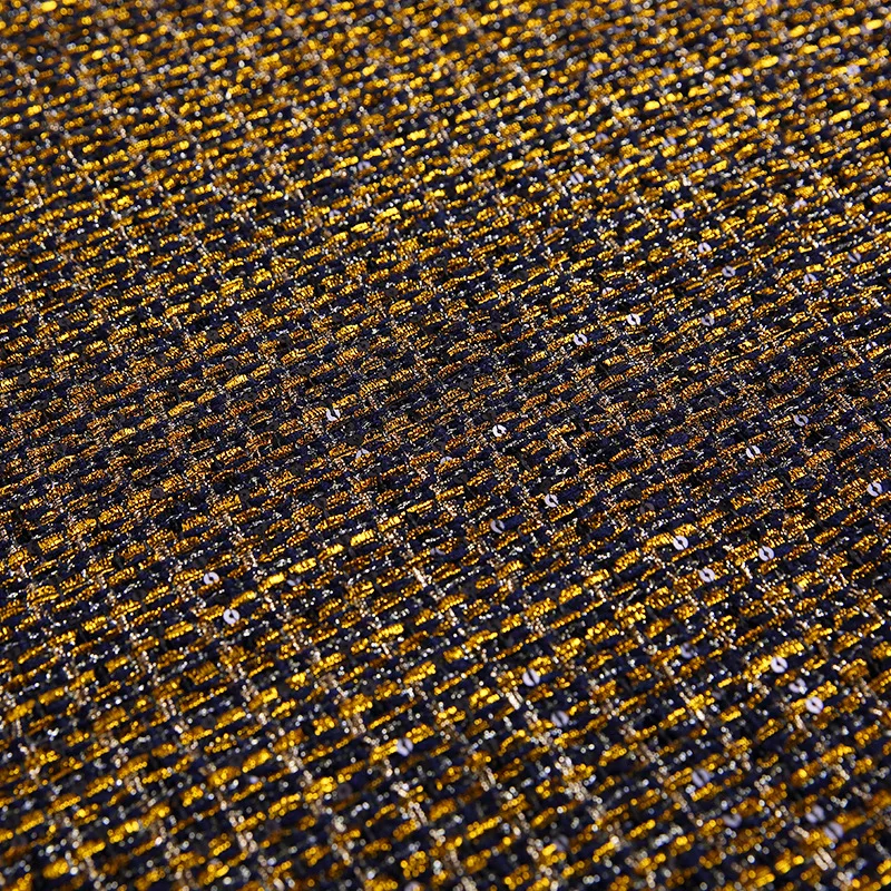 Gold line sequins tweed fabric autumn and winter thick fabrics wholesale -390gsm | Дом и сад