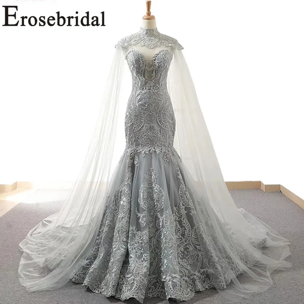 2019 новый дизайн свадебное платье с накидкой русалки yy046|Свадебные платья| |