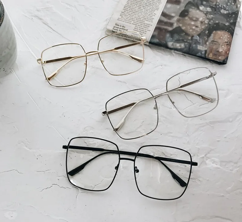 Унисекс большая квадратная оправа металлические оправы для очков винтажная