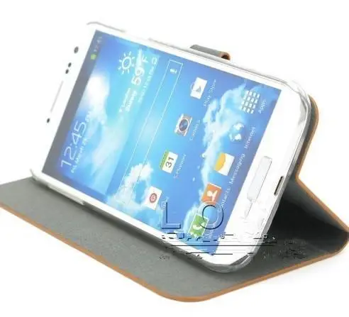 Blue S4 IV i9500 Fashion Wood Bamboo Grain Flip PU Leather Stand Case Skin for Samsung Galaxy |