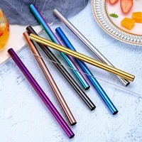 100pcs stainless steel bubble milk tea straw colorful metal drinking straws with brush yerba mate drinking party bar accessories