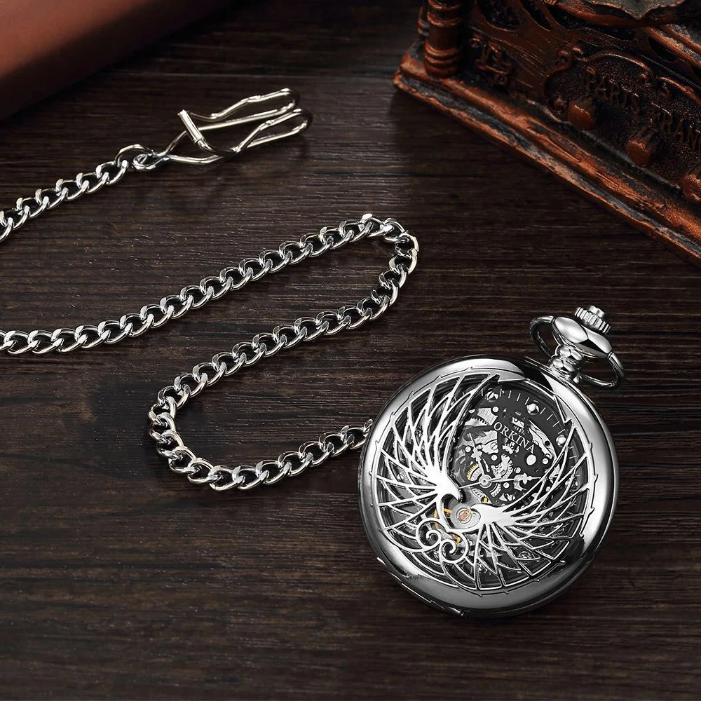 ORKINA мужские и женские механические карманные часы ретро дизайн с деликатным