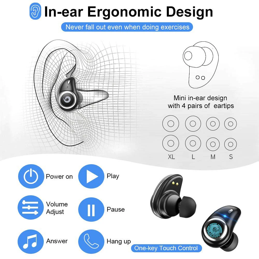Samload беспроводные наушники Bluetooth 5 Наушники с глубоким басом Handfree с микрофоном 2000 мАч зарядная коробка для iPhone Xiaomi sony гарнитура