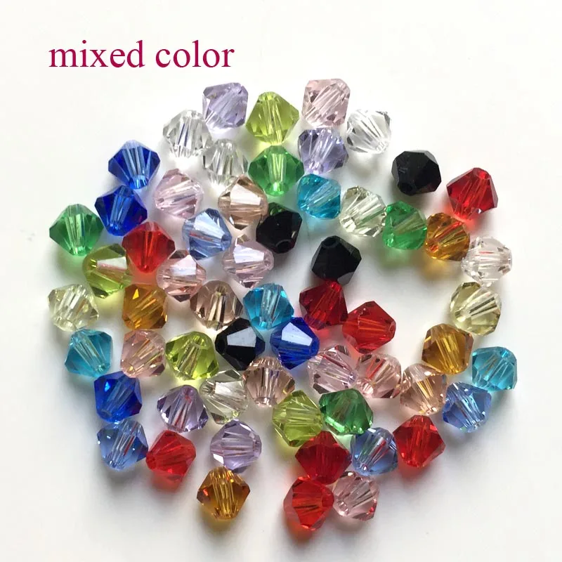 mixed color Двухконусные бусины с кристаллами AB 200 шт./лот 4 мм чешские свободные хрустальные бусины/граненые стеклянные бусины для ювелирных изделий DIY серьги браслеты - Цвет: mixed color