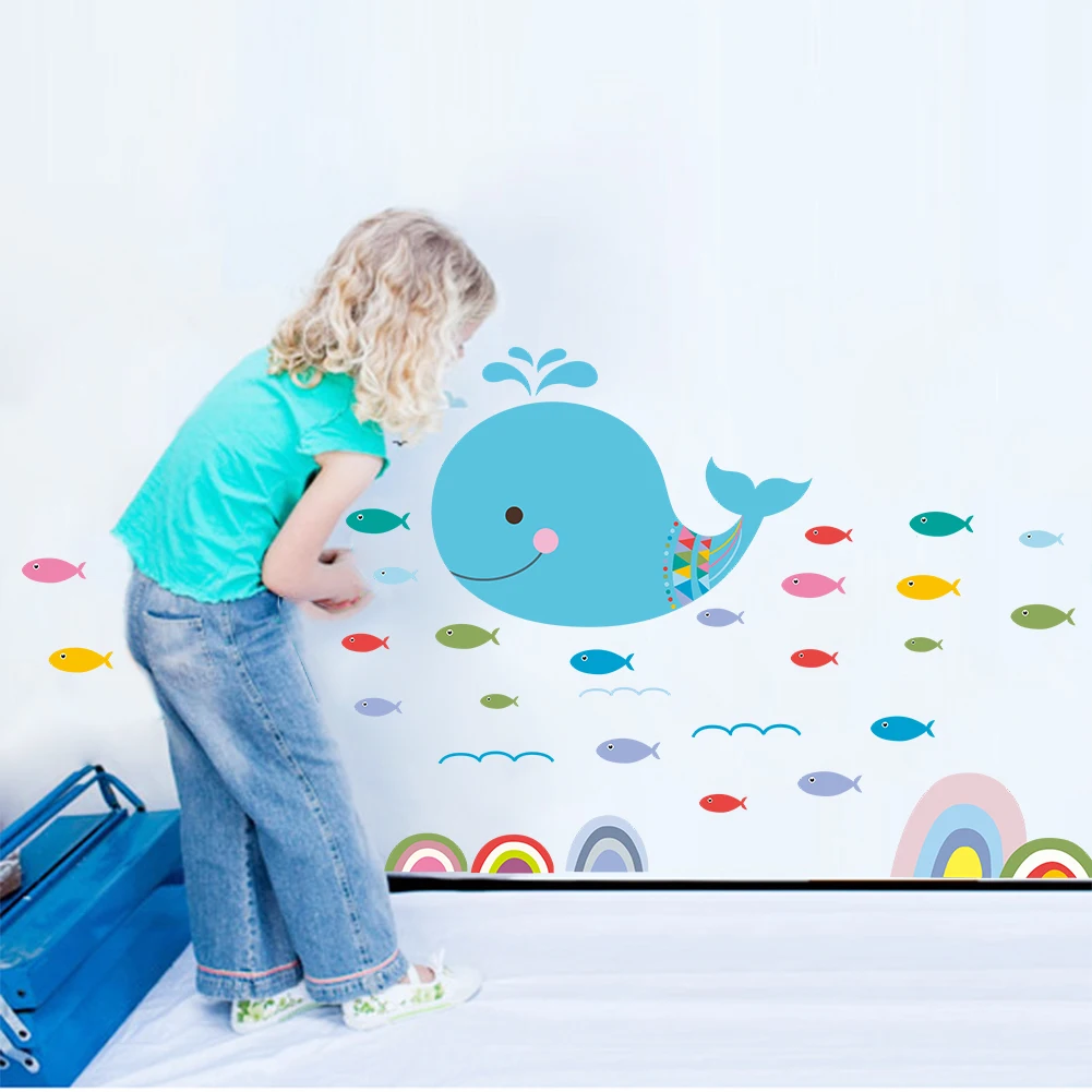Подводный КИТ искусственная Наклейка на стену с мультяшным рисунком для детской