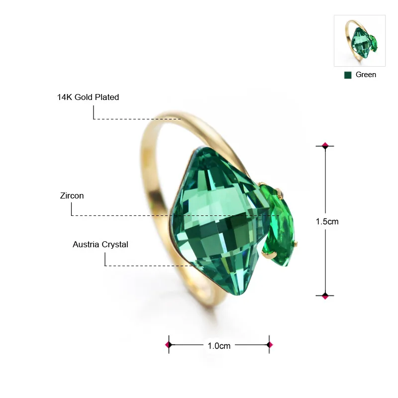 Neoglory австрийский кристалл регулируемое кольцо на палец очаровательные кольца