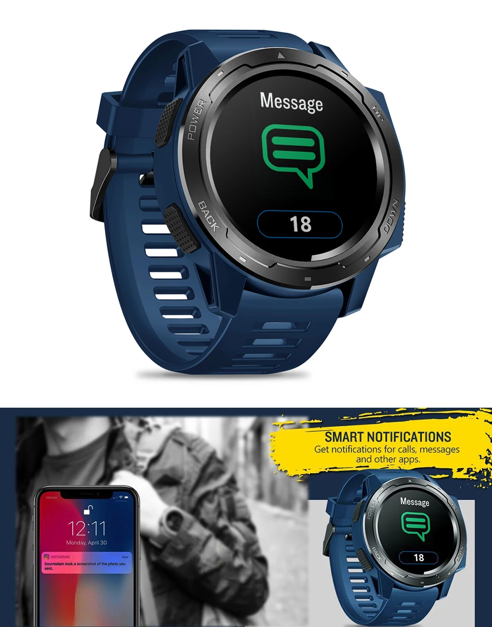 Смарт часы Zeblaze VIBE 5 мужские с цветным экраном 1 3 дюйма и шагомером фитнес браслет