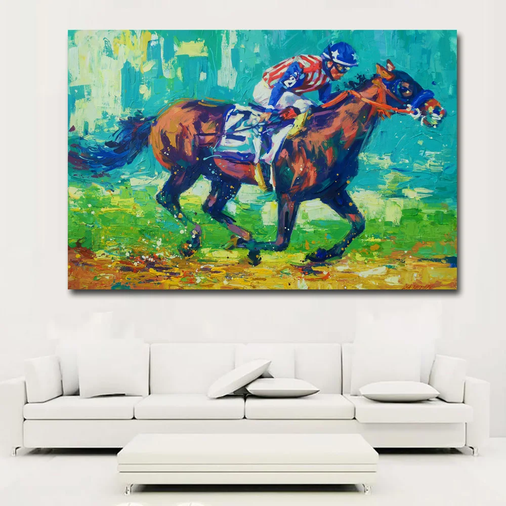 Абстрактная масляная живопись пейзаж американский дух Horserace настенная