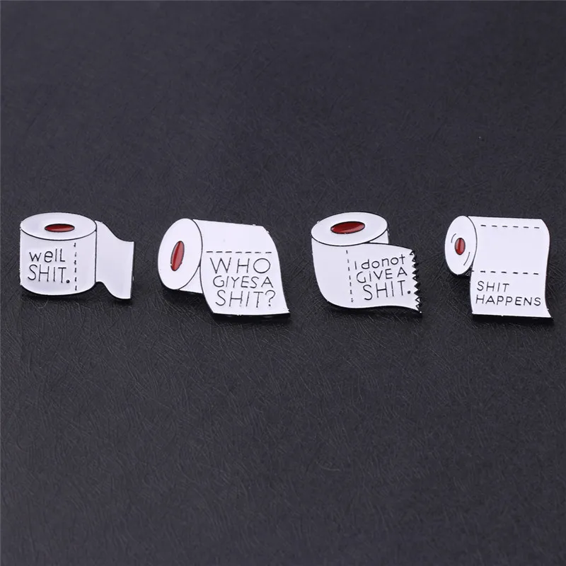 Shit случается Эмаль Булавка белый туалетной бумаги брошь ежедневные поставки