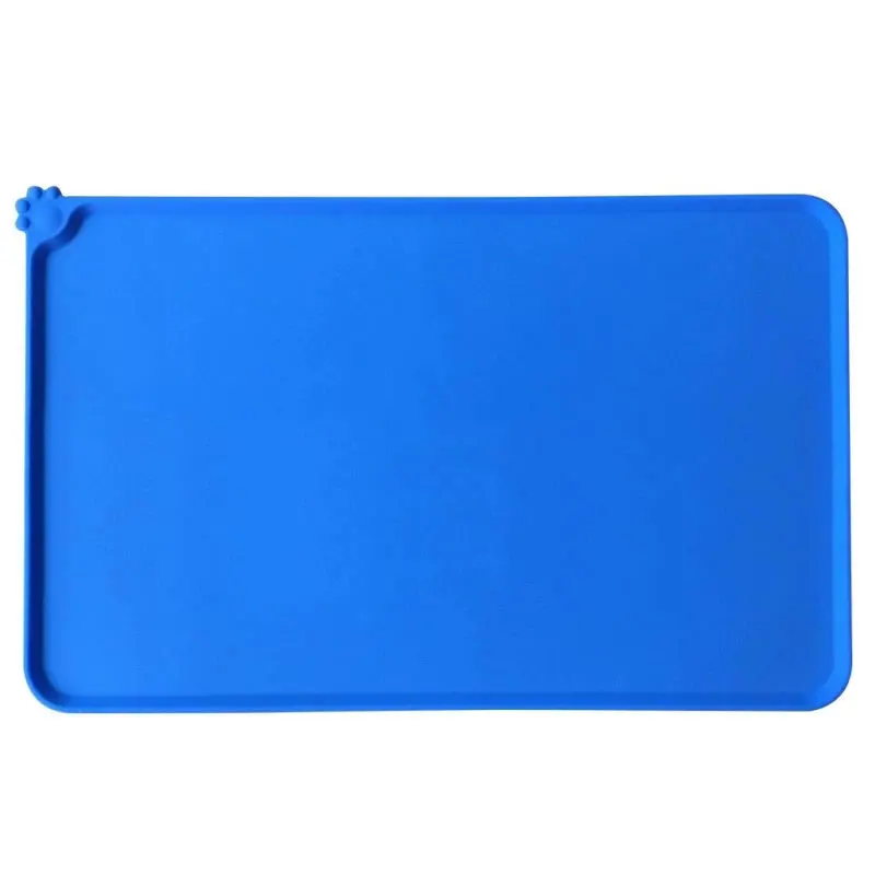 Blue Силиконовый коврик для Кормления Собаки, нескользящий коврик для корма для домашних животных, миски для собак, кошек, 47x30 см - Цвет: Blue