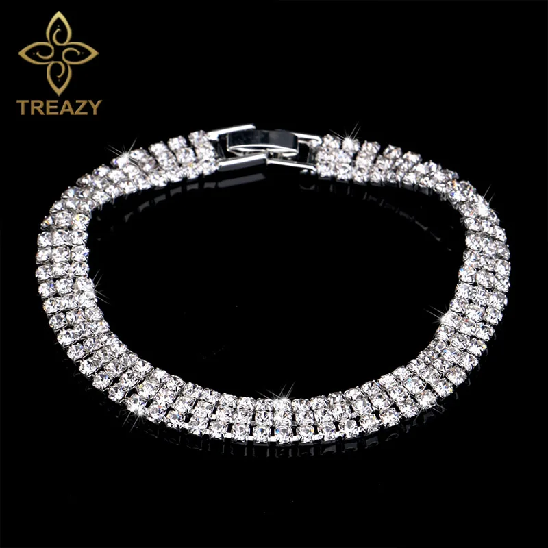 Style 9 TREAZY Серебряный Цвет Кристалл Браслеты для женщин цветочные свадебные браслеты и браслеты Свадебные обручальные ювелирные изделия - Окраска металла: Style 9