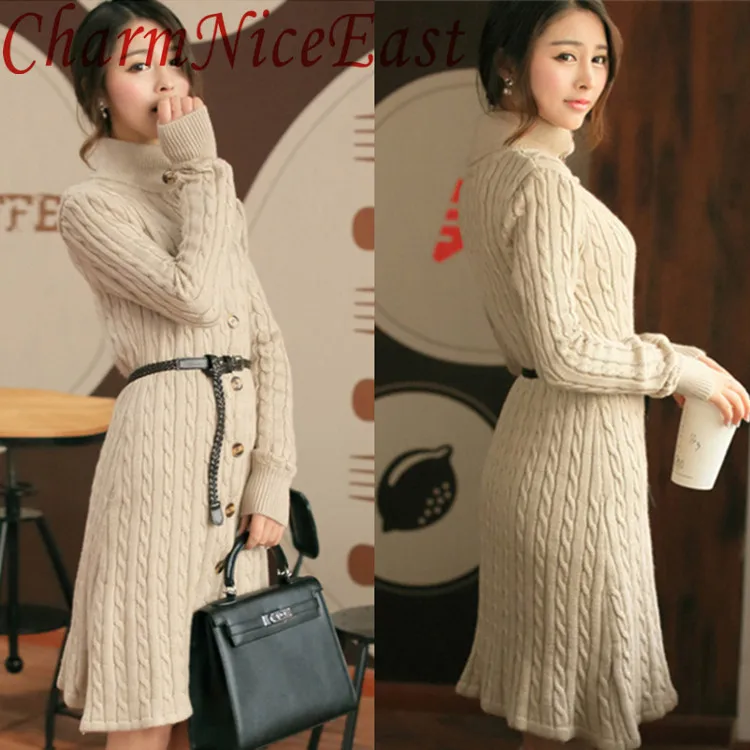 2018 кашемировое платье-свитер корейское винтажное тонкое трикотажное с длинным