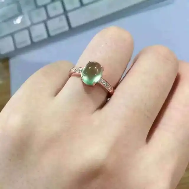 Натуральный Зеленый Пренит камень кольцо натуральный драгоценный камень кольцо S925 серебро Модный Элегантный Изысканный круглый женские вечерние ювелирные изделия