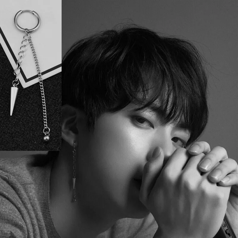 Популярные корейские серьги гвоздики в стиле KPOP Winner Bangtang Boys Jin V 1 шт. Jungkook Suga Jhope