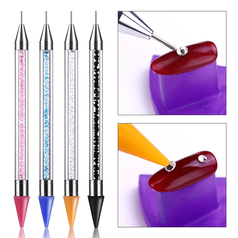 

1Pcs Pencil for Rhinestone Nail Art Painting Brushes Dual Tip Brush Silicone Head Nail Brush DIY Pencil Acrylic Nail Art Tool E