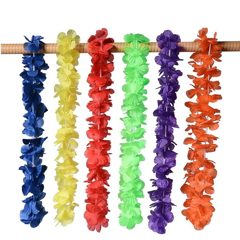 

New Women Girls Hawaiian Leis Flower Garland Necklace Hula Luau Hawaii Floral Wreath Summer Party Favor Dress Decor Wedding