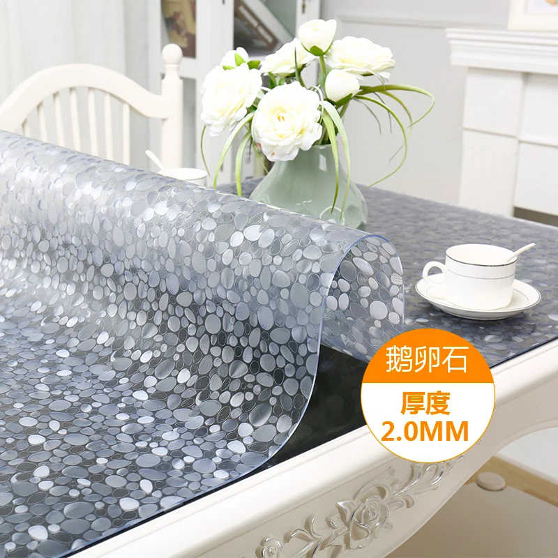 

Cobblestone Pattern Waterproof and Oilproof Tablecloth Elegant Table cover PVC Transparent Glass Table Cloth Kitchen Decoration