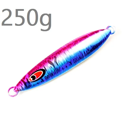 250g-003 3D eyes 1 шт. 80 г-250 г Лазерная задняя светящаяся металлическая приманка-джиг, ложка, нож с блестками, искусственная жесткая приманка для морской рыбалки - Цвет: 250g-003