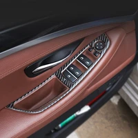 4pcs car carbon fiber window lift switch button armrest panel cover trim for bmw 5 series f10 f18 2011 2013 2014 2015 2016 2017