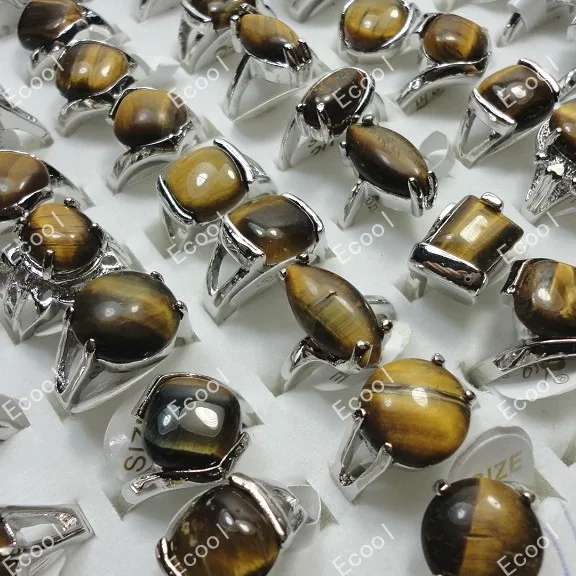 100pcs New wholesale jewelry ring lots tiger-eye pretty silver plated Rings Free shipping BL276
