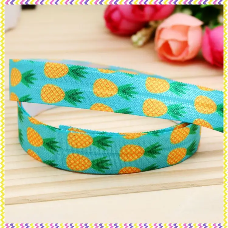 

5/8'' Free shipping Fold Elastic FOE pineapple printed headband headwear hairband diy decoration wholesale OEM P4442
