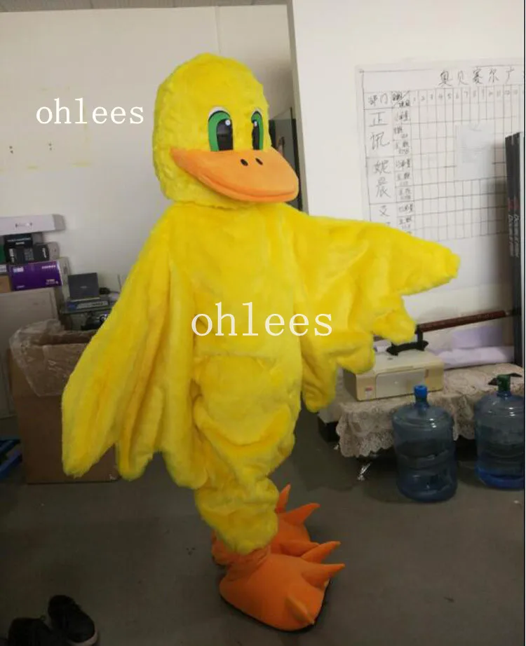 Ohlees Желтая Утка Птица талисман костюмы для взрослых распродажа Хэллоуин
