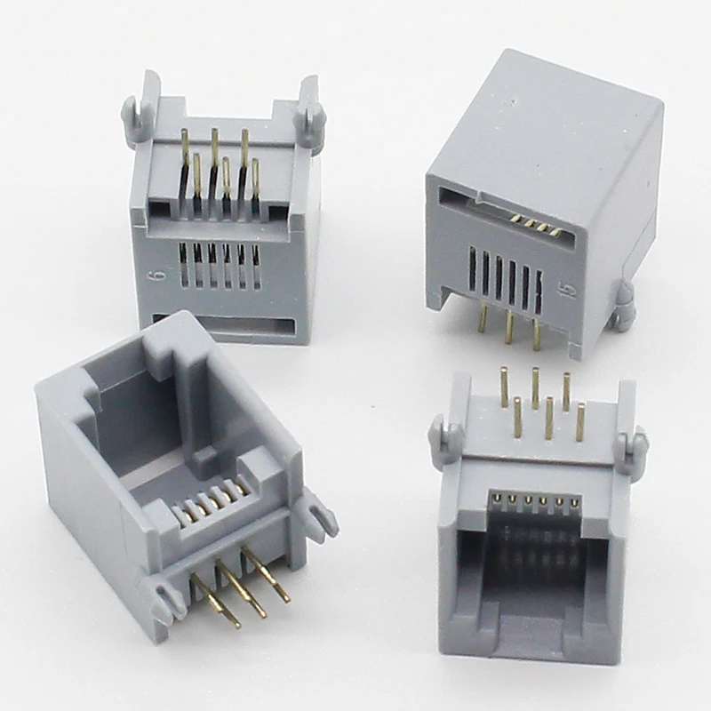 10 шт./лот розетка RJ12 телефон 90 градусов 6 контактный Кристальный Женский Разъем