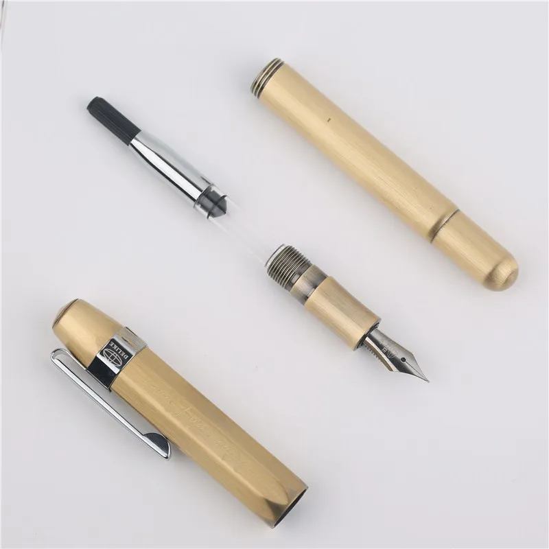 Delike Bullet Design Copper Fountain Pen Short Pen 0.38mm 0.58mm 0.6mm Creative Pocekt Pens with Gift Box for Collection