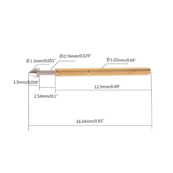 

OOTDTY 100 Pcs Spring Test Probe Pogo Pin P75-E2 Dia 1.3mm Length 16.5mm