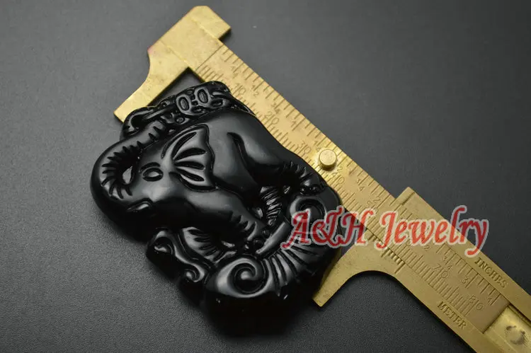 Подвеска в виде слона из натурального черного обсидиана резная 38x53 мм 5 шт./лот |