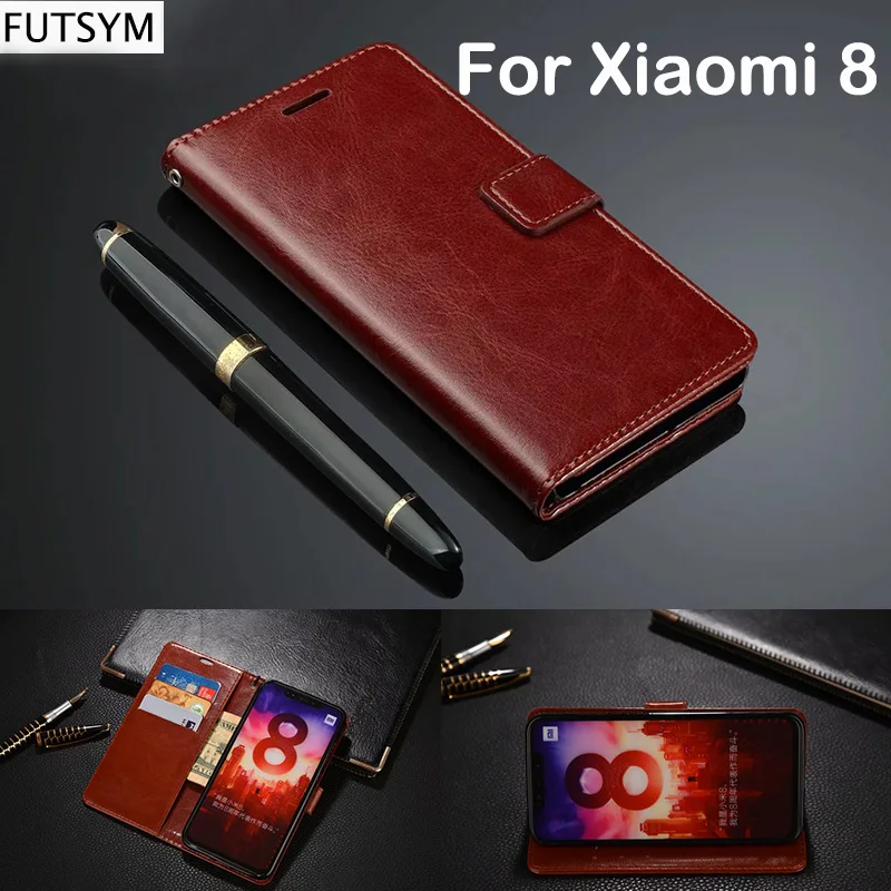 Флип Бумажник Обложка книги кожаный чехол для телефона Xiaomi mi 8 Роскошные