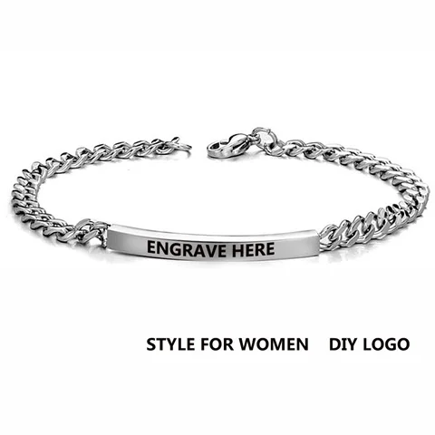 Silver DIY For Women V. YA, стиль, розовое золото, индивидуальные браслеты для пар, нержавеющая сталь, модный серебряный браслет с гравировкой для влюбленных, романтические подарки - Окраска металла: Silver DIY For Women