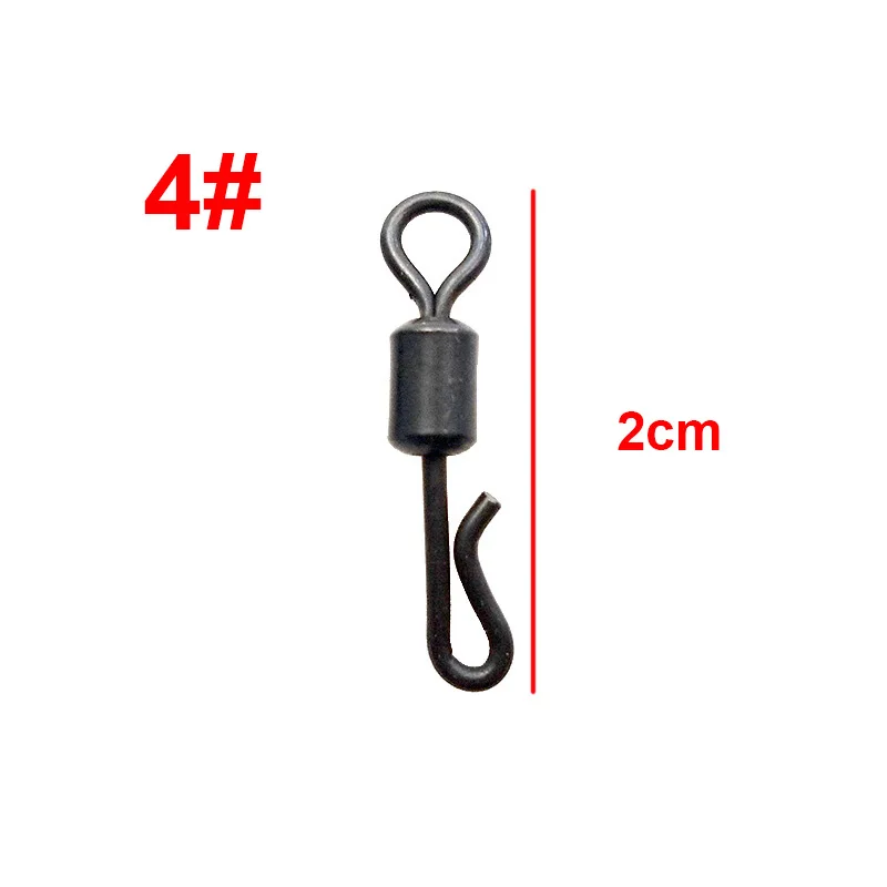 QC Swivel 4 100 шт. матовые черные Вертлюги для ловли карпа, Длинные Вертлюги, Быстросменные Вертлюги с кольцом и разъемом для ловли карпа, аксессуары для ловли карпа - Цвет: QC Swivel 4