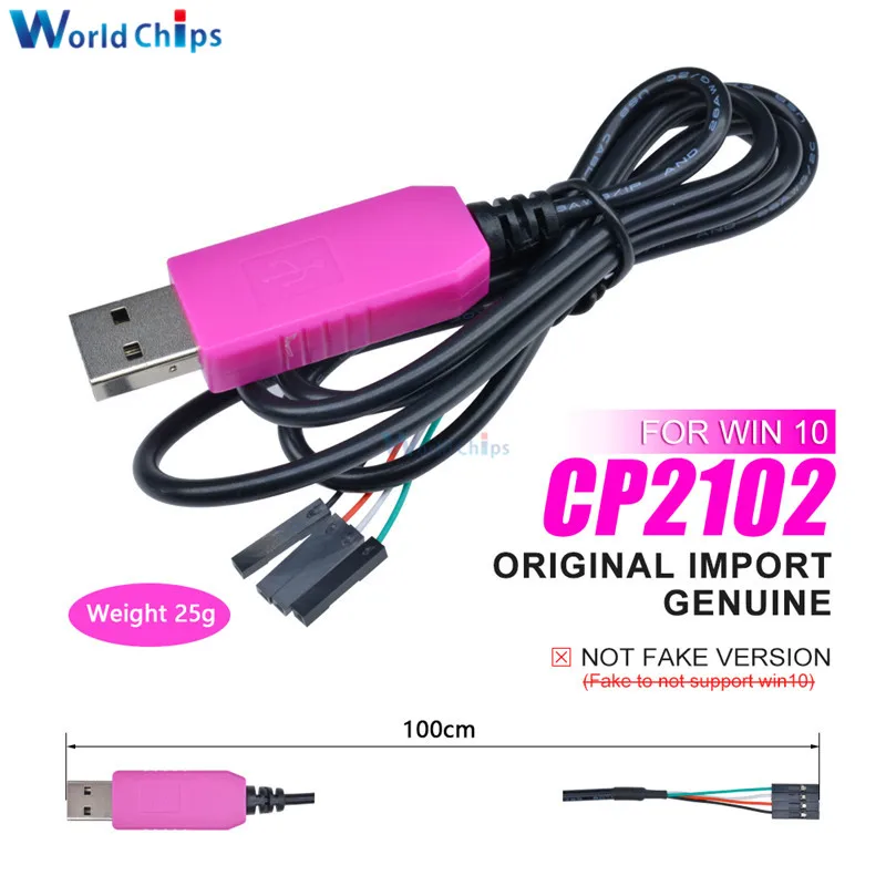 Оригинальный кабель CP2102 USB к UART TTL 1 м 4-контактный последовательный адаптер модуль