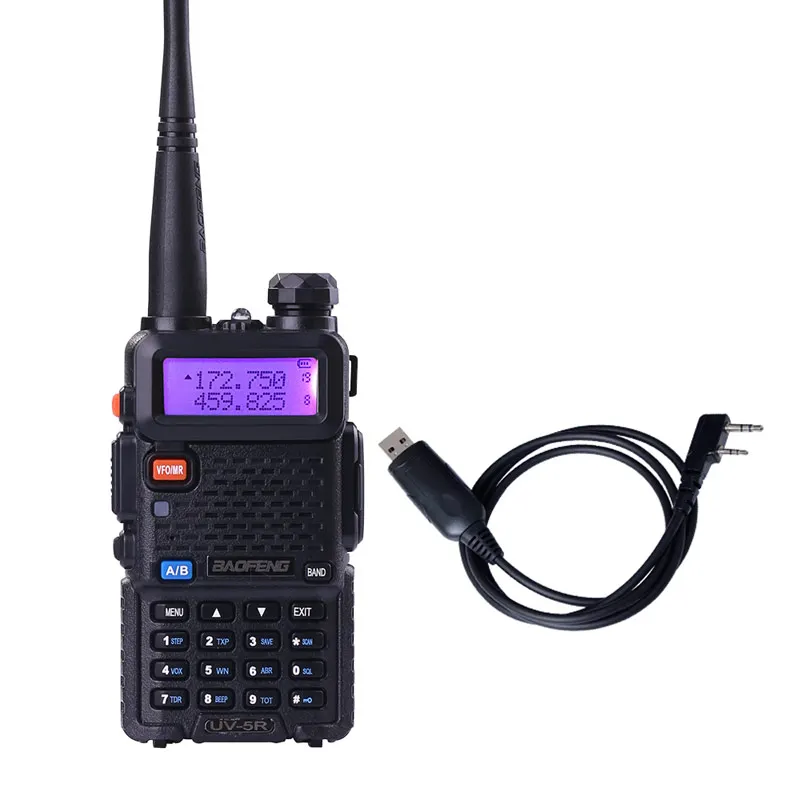 with cable Baofeng UV-5R портативная рация UV5R UHF VHF Двухдиапазонная двухсторонняя рация 5r переносные рации Ham CB радиоприемник - Цвет: with cable