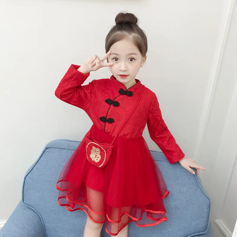 Thickening Baby Girl Princess Embroidery Dress Winter Vestido Meninas 2019 Autumn New Girls Long-sleeved Chinese Vintage | Детская