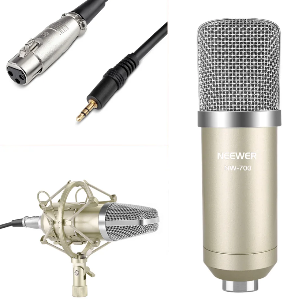 Neewer NW-700, конденсаторный микрофон, комплект, NW-35, стрела, ножничная подставка с амортизатором, для домашней студии, запись, 48 В, источник питания