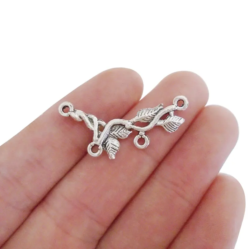 32x10mm ZXZ 30 шт. античный серебряный тон ветка листьев дерева соединитель люстры Подвески для ожерелья ювелирных изделий - Окраска металла: 32x10mm