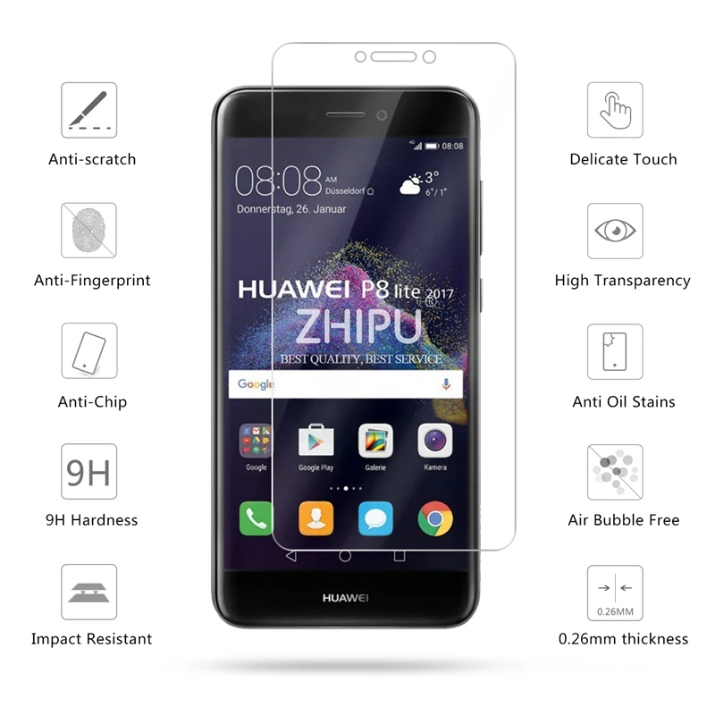 2.5D 0 26 мм 9H Премиум Закаленное стекло для Huawei P8 Lite 2017 Защитная пленка экрана |