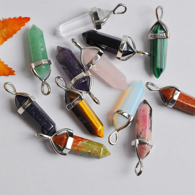 Mixed Stone Rose Crystal/Tigereye/Opal/Lapis/Purple Crystal/Rhodonite/Green Aventurine GEM Pendant Jewelry (12 pcs/lot) S2001 | Украшения и